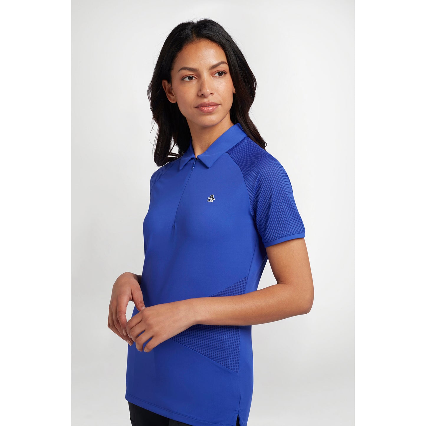 Original Penguin Ladies Short Sleeve Polo with Mesh Detail in Bluing