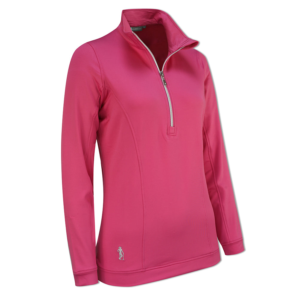 Glenmuir Ladies Lightweight Mid-Layer with Zip-Neck in Hot Pink