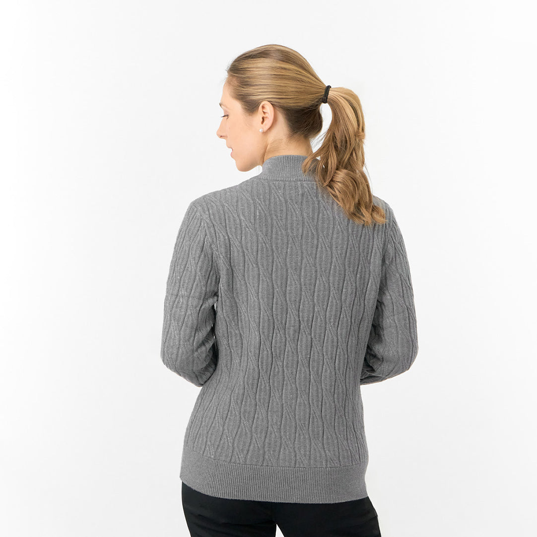 Pure Golf Ladies Quarter Zip Cable Knit Lined Sweater