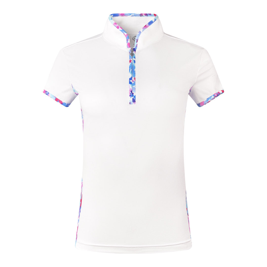 Pure Ladies Cap Sleeve Polo Shirt With Floral Print Side Panels