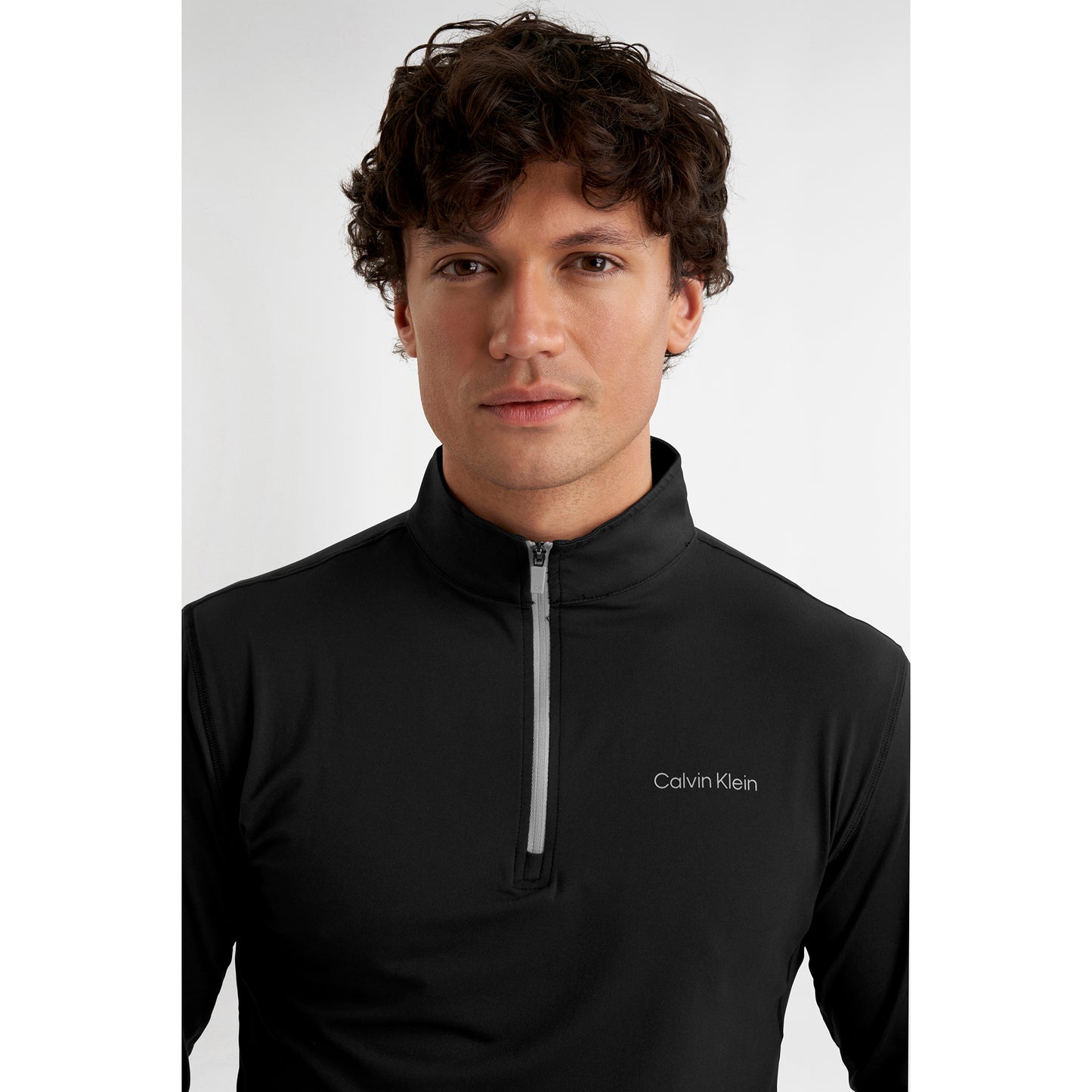 Calvin Klein Mens Technical Zip-Neck Top in Black