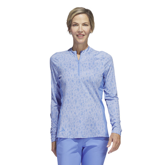 adidas Ladies Ultimate365 Long Sleeve Abstract Print Polo in Blue Fusion