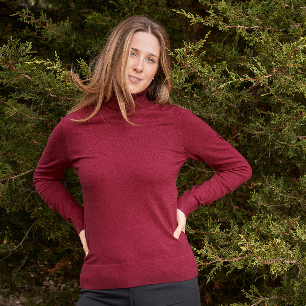Pure Golf Ladies Classic Roll Neck in Garnet Berry