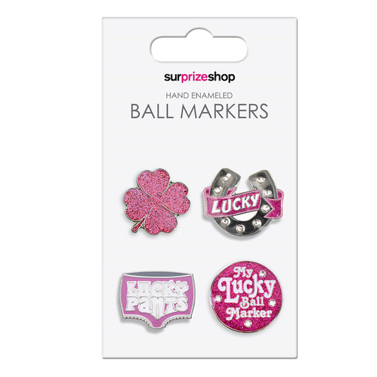 Surprizeshop 'Good Luck' Ball Marker Set in Pink