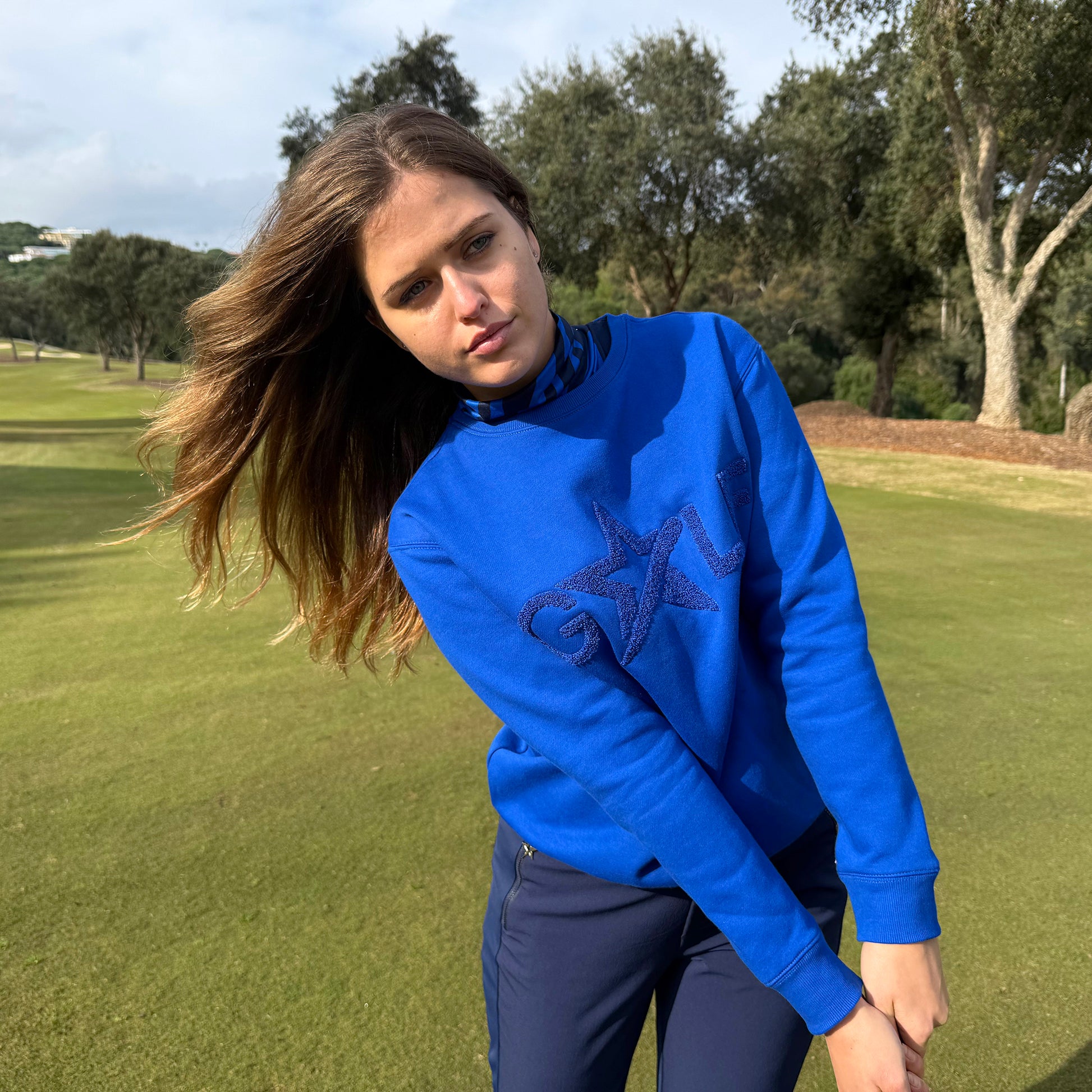 Swing Out Sister Ladies Brushed-Backed Embossed Golf Sweatshirt