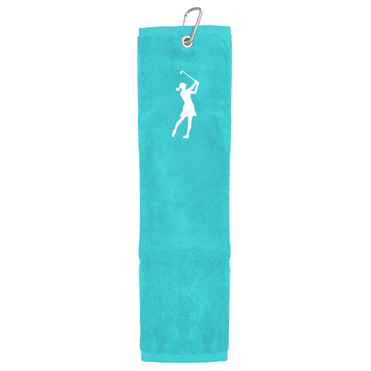 Surprizeshop Ladies Embroidered Lady Golfer Tri-Fold Golf Towel