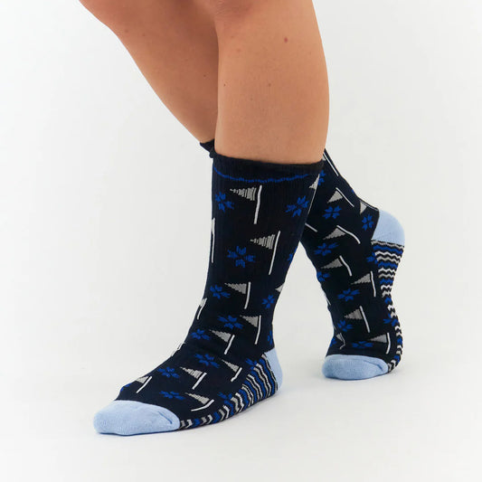 Surpizeshop Ladies Navy Crew Golf Flag Socks