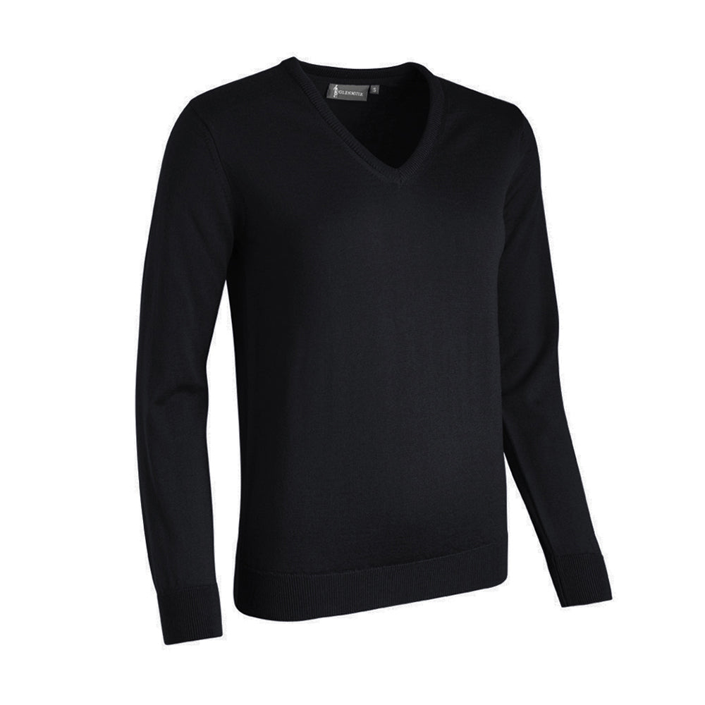 Glenmuir Ladies 100% Extra Fine Merino V-Neck Sweater in Black