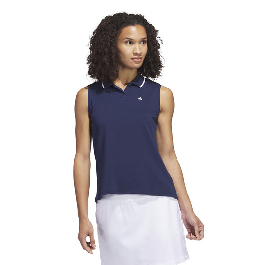 adidas Ladies Go-To Cotton Rich Sleeveless Golf Polo in Collegiate Navy
