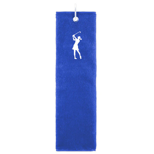 Surprizeshop Ladies Embroidered Lady Golfer Tri-Fold Golf Towel