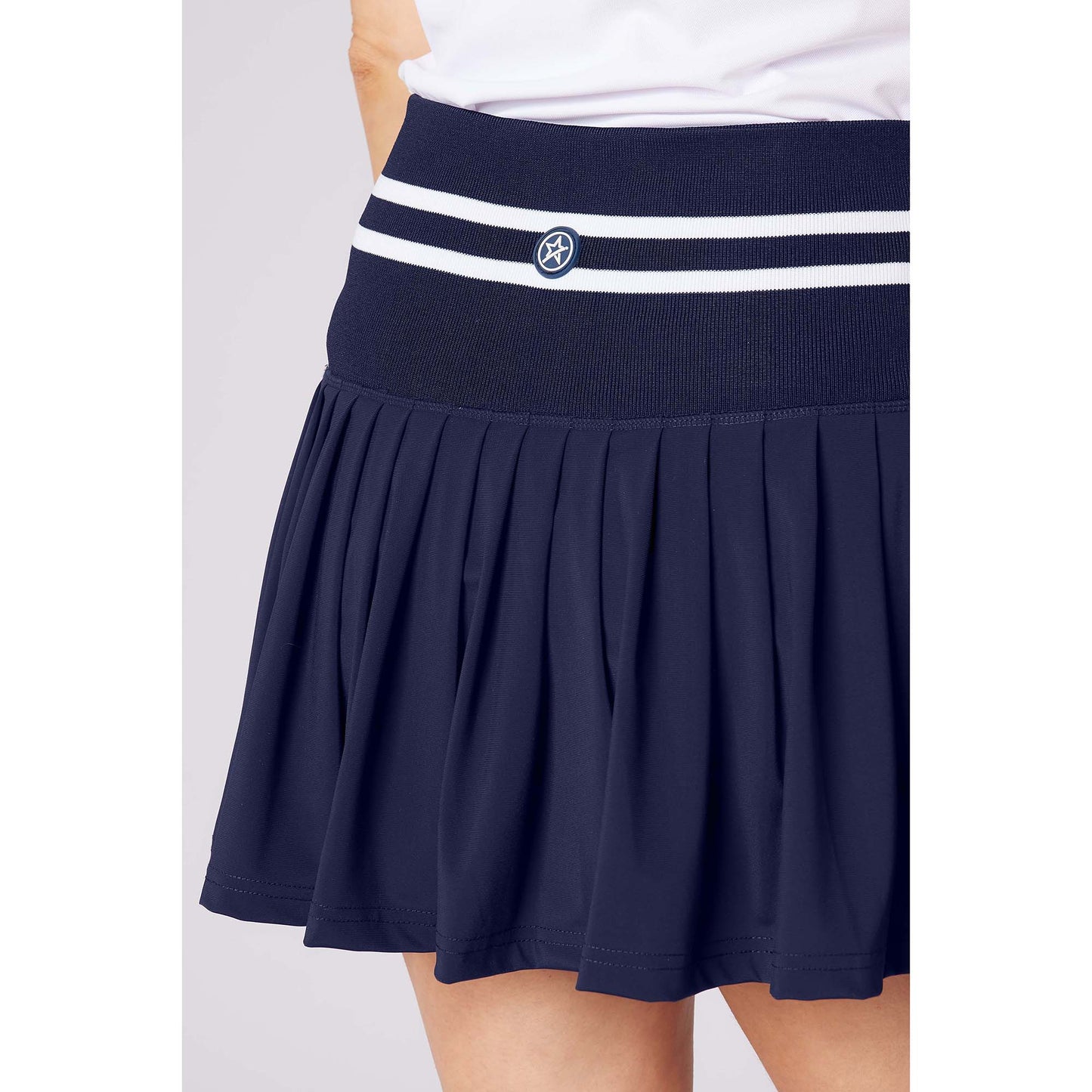 Swing Out Sister Ladies Pleated Skort with Super Flattering Deep Pull-On Waistband For a Super Sporty Finish in Navy