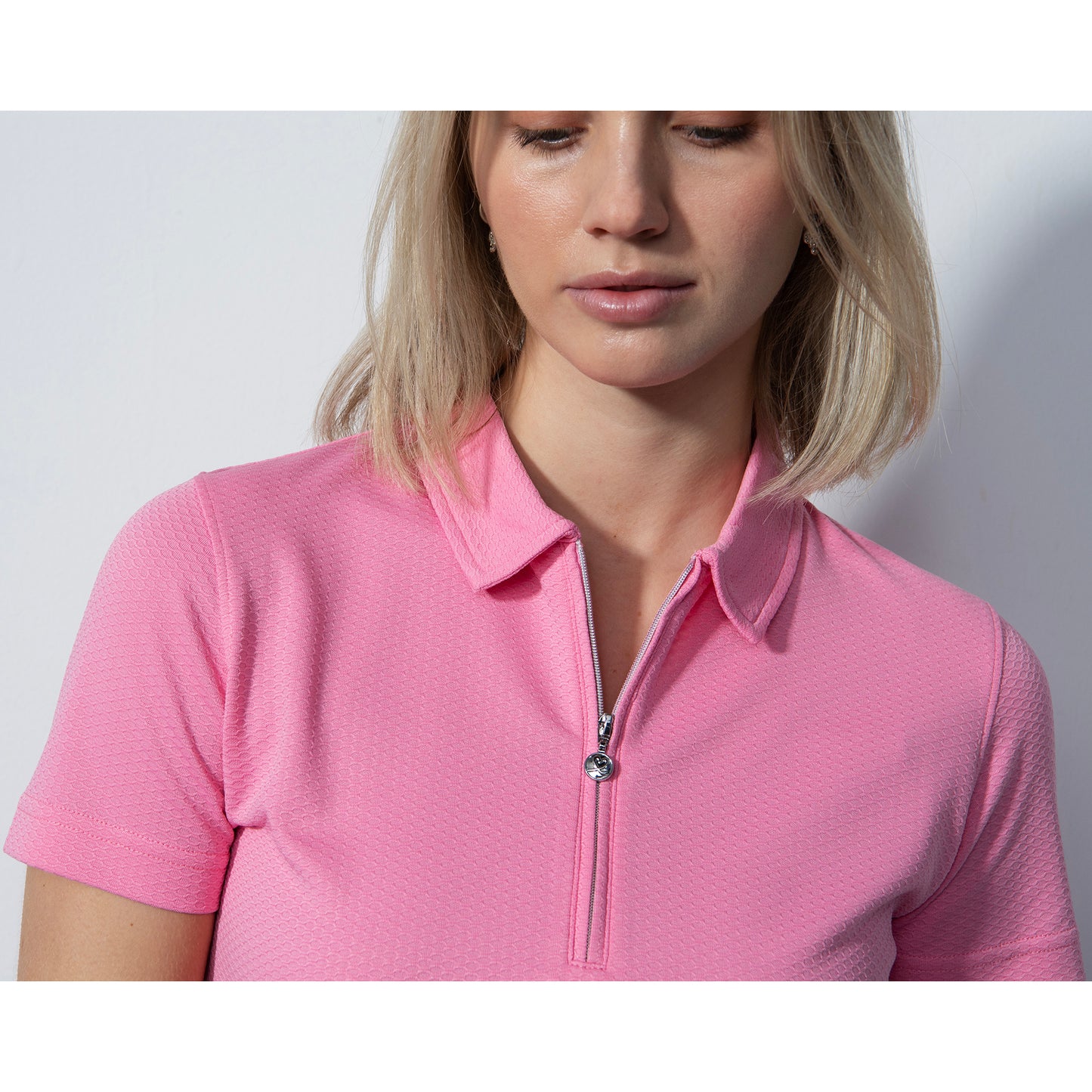 Daily Sports Honeycomb Structured Short Sleeve Polo Shirt In Pink Sky