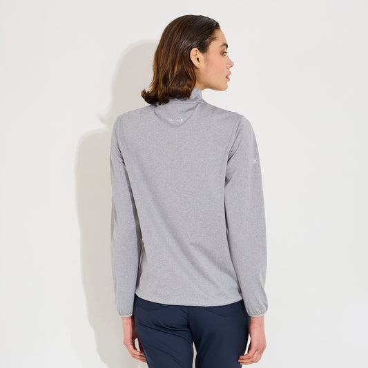 Abacus Ladies Zip-Neck Fleece in Light Grey Marl