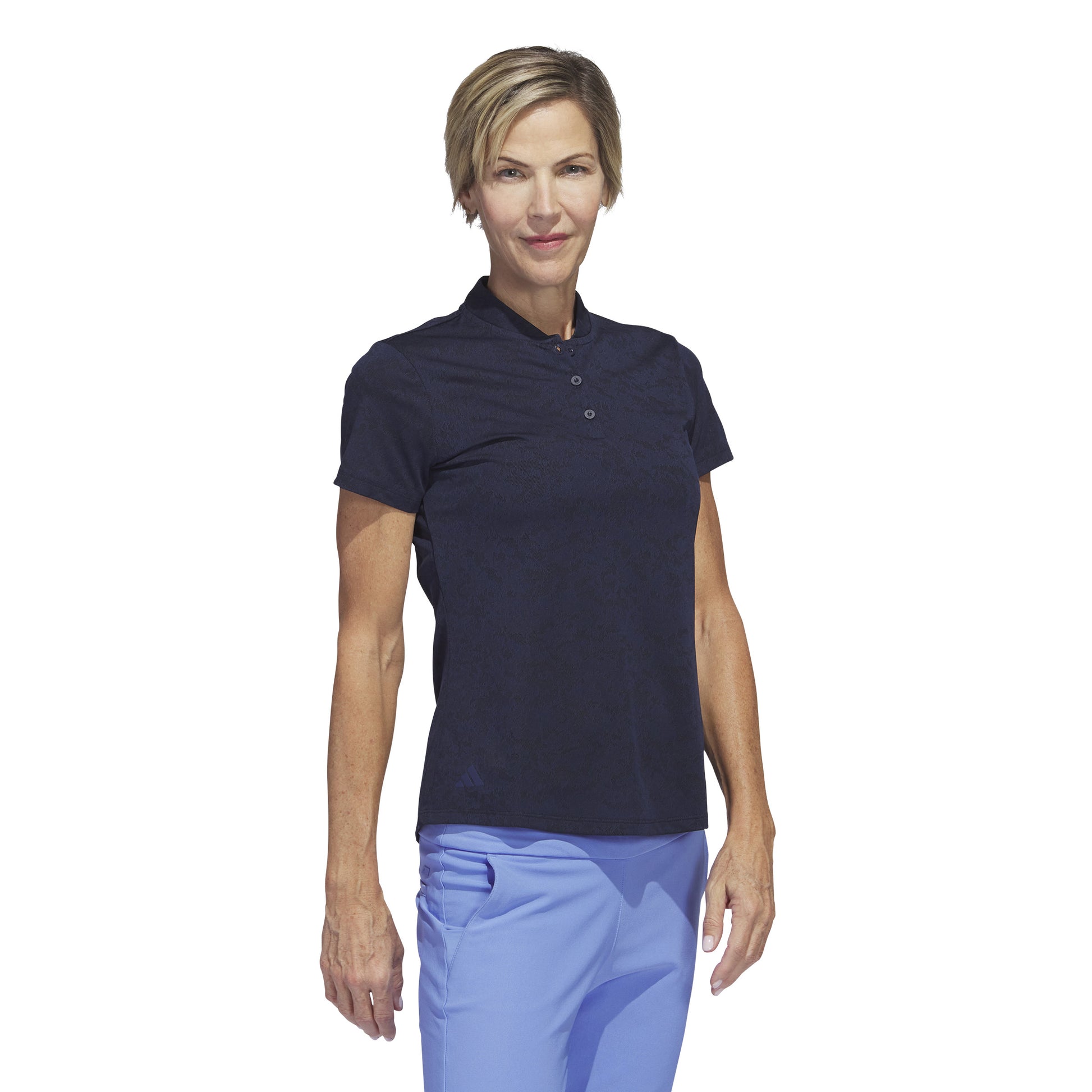 adidas Ladies Short Sleeve Golf Polo with Jacquard Lace Print 