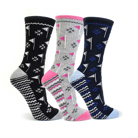 Surpizeshop Ladies 3 Pair Pack of Crew Golf Flag Socks
