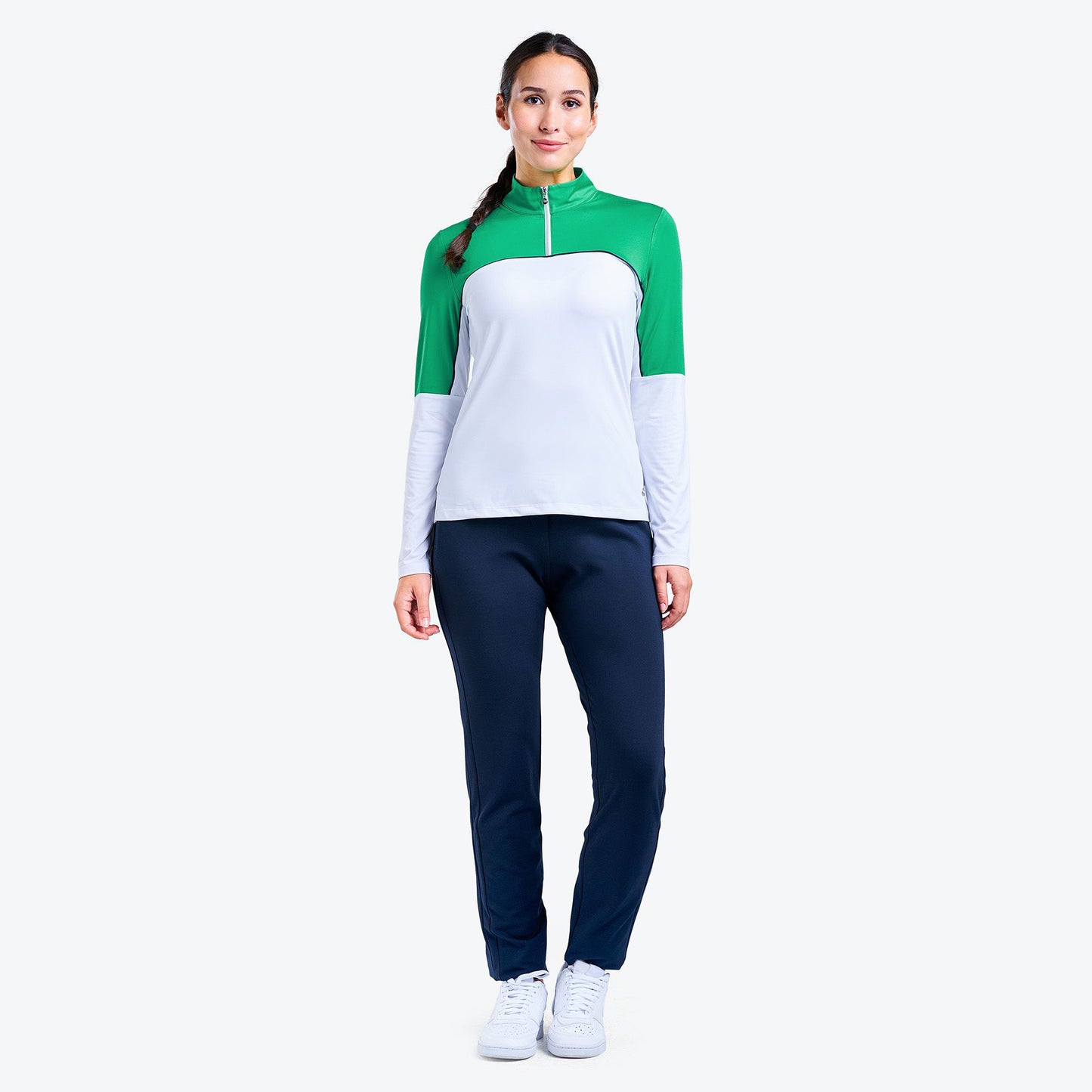 Nivo Ladies Half Zip Long Sleeve Colour Block Top