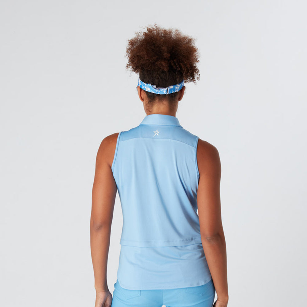 Swing Out Sister Sleeveless Polo in Tranquil Blue