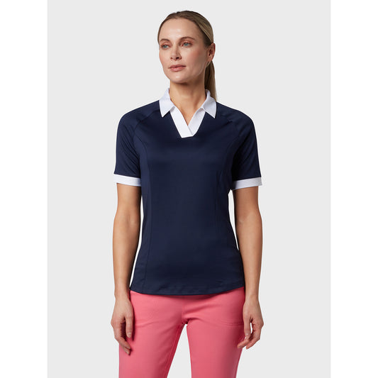 Callaway Ladies Short Sleeve Colour Block Polo Shirt in Peacoat
