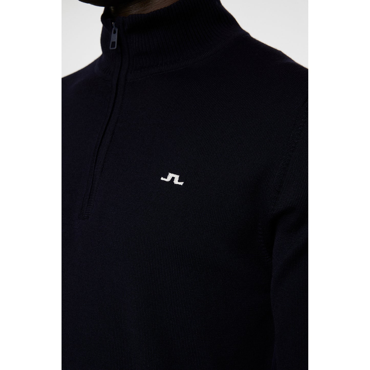 J.Lindeberg Mens Merino Zip-Neck Sweater in Navy