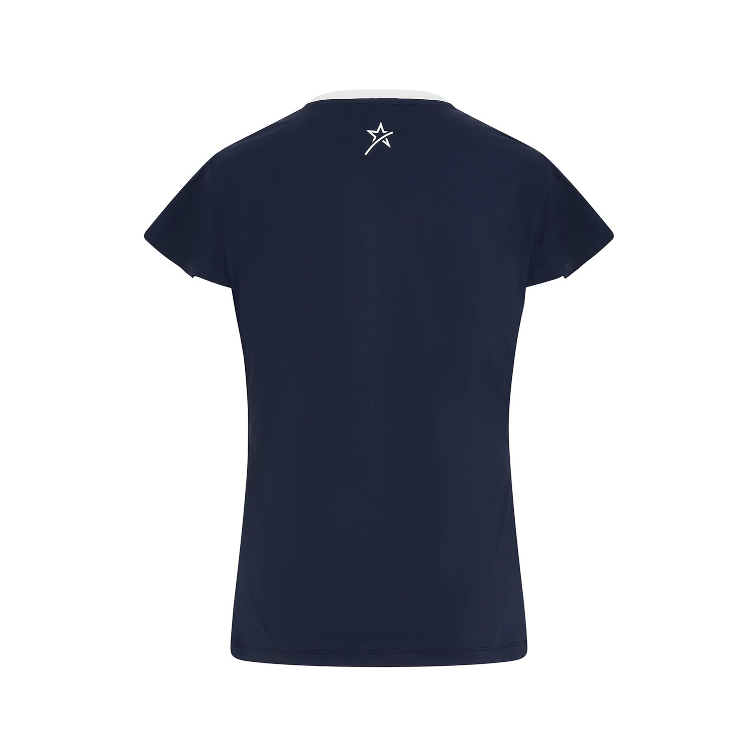 Swing Out Sister Ladies Navy V-Neck Polo with Fabulous Floaty Sleeves for a Feminine Edge