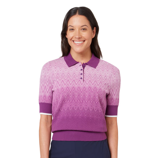 Callaway Ladies Knitted Chevron Gradient Short Sleeve Polo - From Fairway to High Street