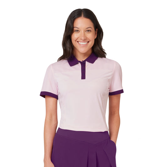 Callaway Ladies Short Sleeve Polo Shirt – Colour Block Design & Ribbed Finish