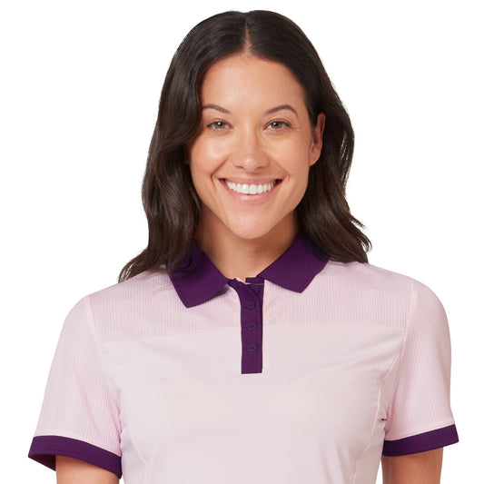 Callaway Ladies Short Sleeve Polo Shirt – Colour Block Design & Ribbed Finish