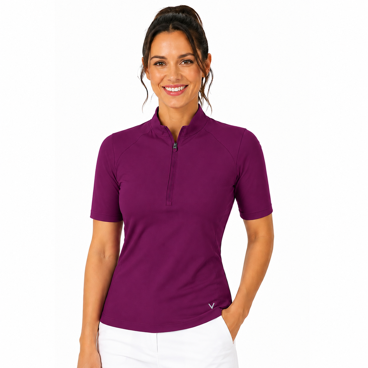 Callaway Ladies Short Sleeve Ribbed Short Sleeve Polo - Where Contemporary Style Meets the Fairway