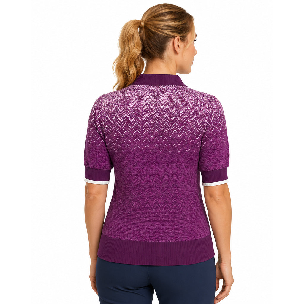 Callaway Ladies Knitted Chevron Gradient Short Sleeve Polo - From Fairway to High Street