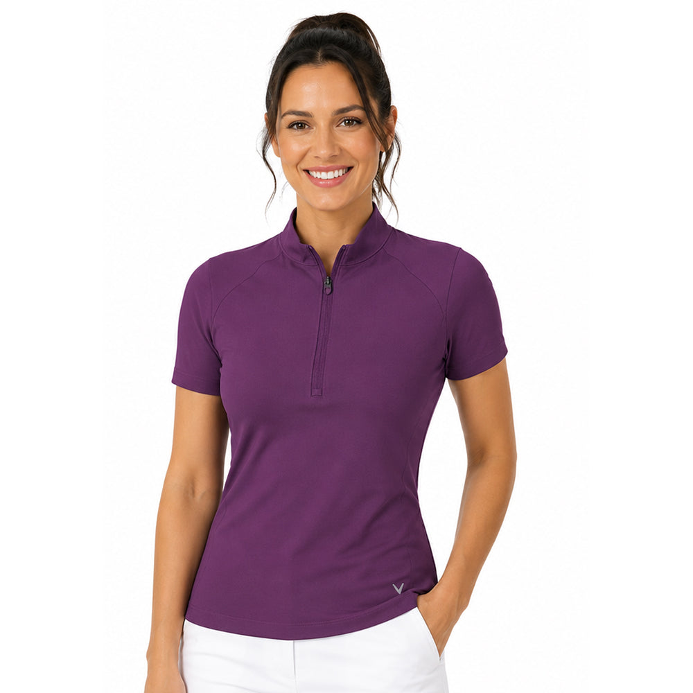 Callaway Ladies Short Sleeve Ribbed Short Sleeve Polo - Where Contemporary Style Meets the Fairway