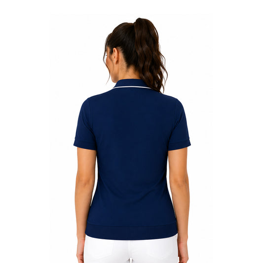 Callaway Ladies Short Sleeve Floral Blossom Rib Top in Blue Depths