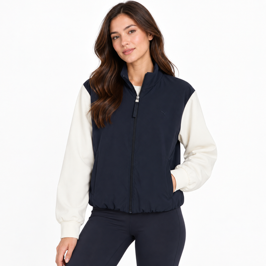 Puma Ladies Navy Softshell Jacket For Windproof Comfort with a Sporty Chic Edge