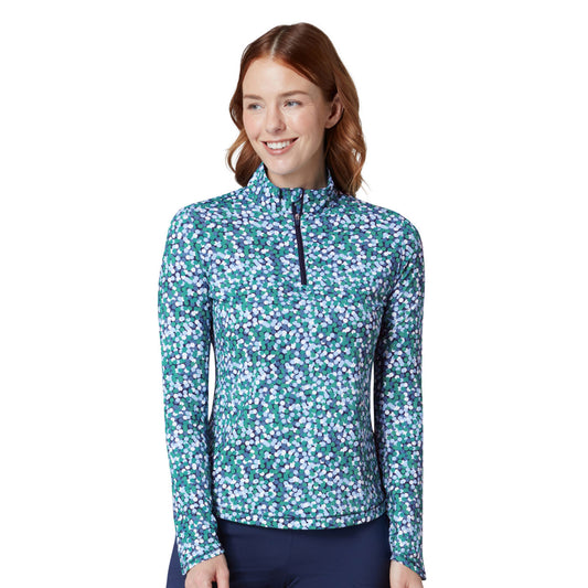 Callaway Ladies Hexagon Geo Printed Sun Protection Top in Navy