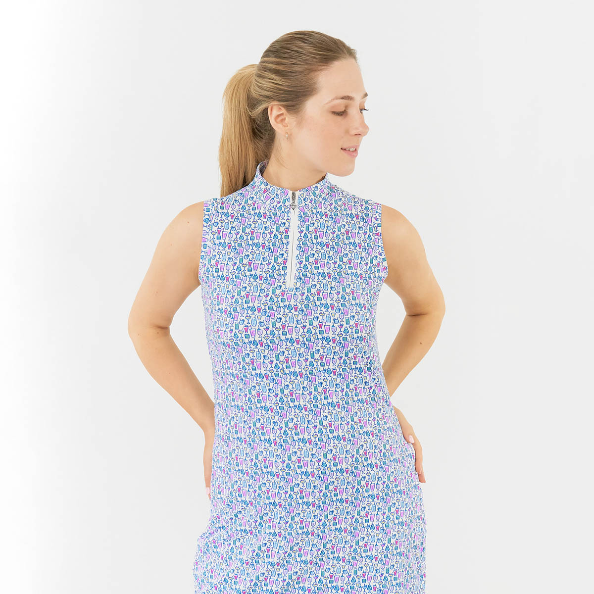 Pure Golf Cocktail Print Sleeveless Dress