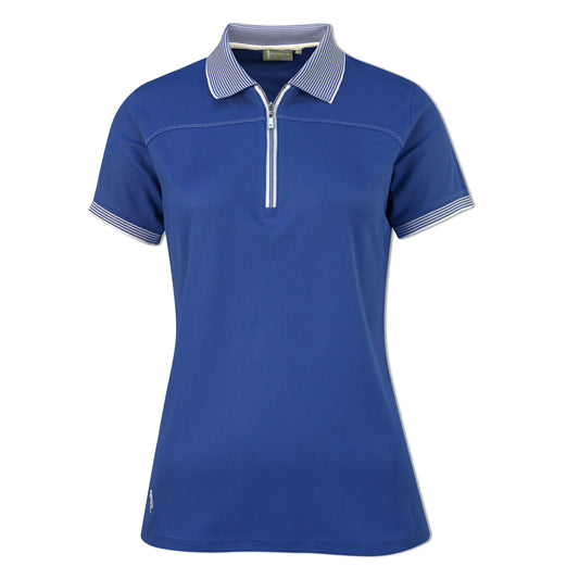 Glenmuir Short Sleeve Zip-Neck Pique Polo Shirt with UPF50 - Last One Small Only Left