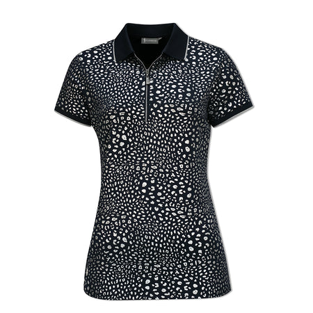 Glenmuir Short Sleeve Polo with SPF50 in Navy & Silver Animal