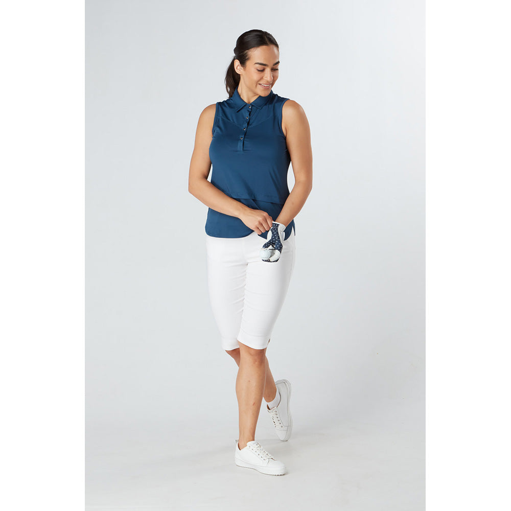 Swing Out Sister Sleeveless Golf Polo in Atlantic Blue