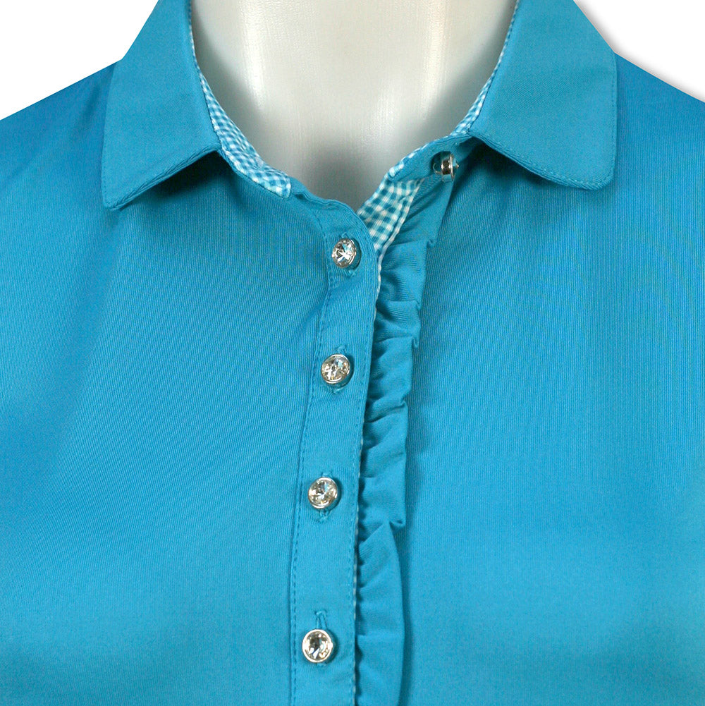 Glenmuir Ladies Sleeveless Polo with Ruffle Detail & SPF50 in Cobalt