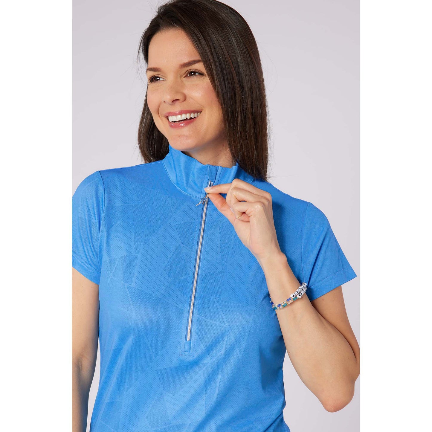 Swing Out Sister Ladies Mirage Cap Sleeve Polo in Ocean