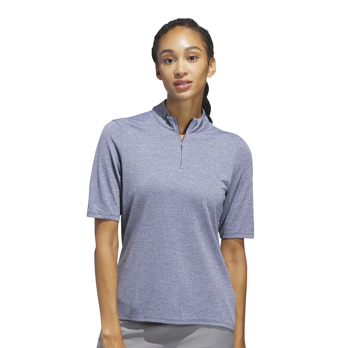 adidas Ladies Navy Blue Heather Short Sleeve Golf Polo