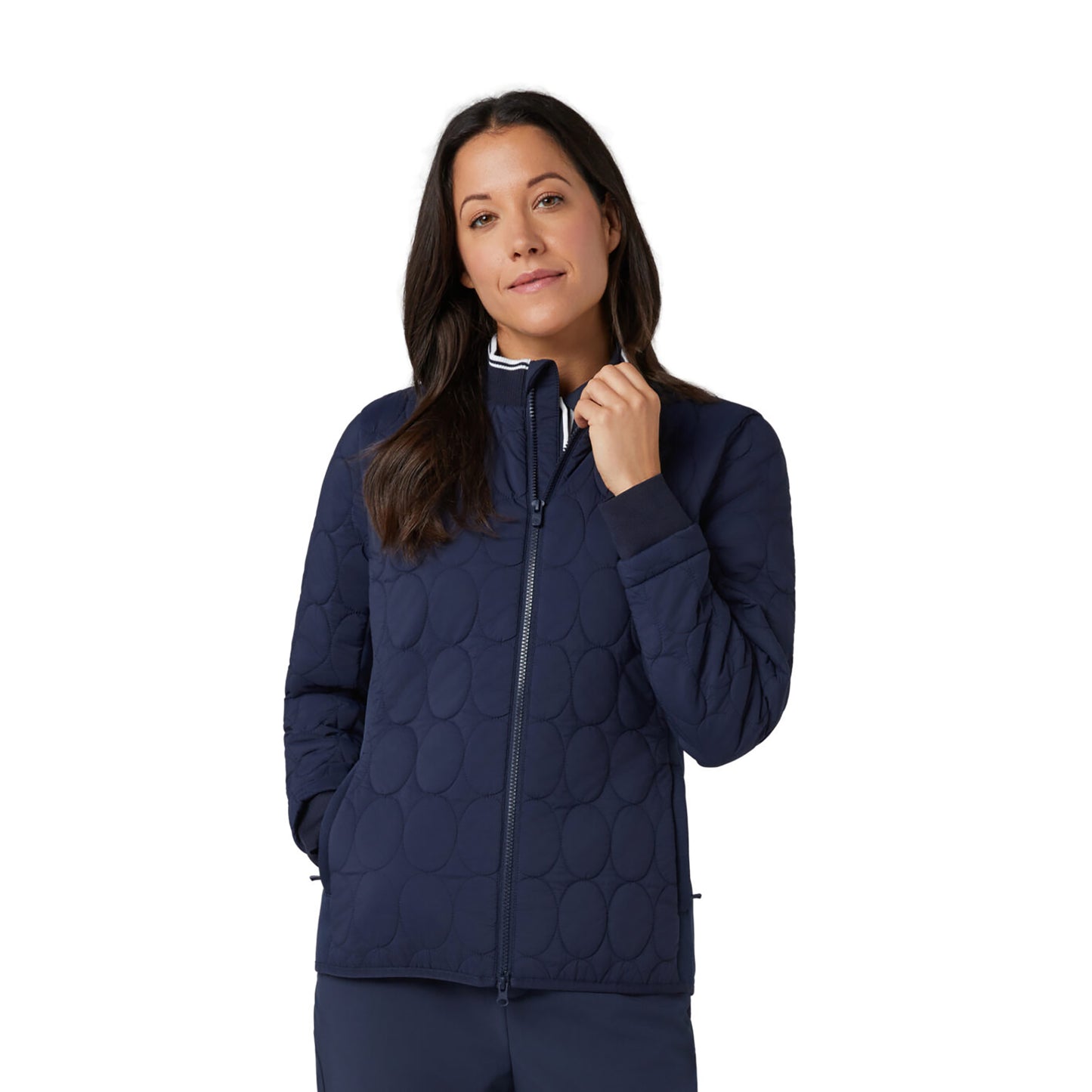 Original Penguin Ladies Lightweight Primaloft Quilted Jacket with Stretch Panels in Navy