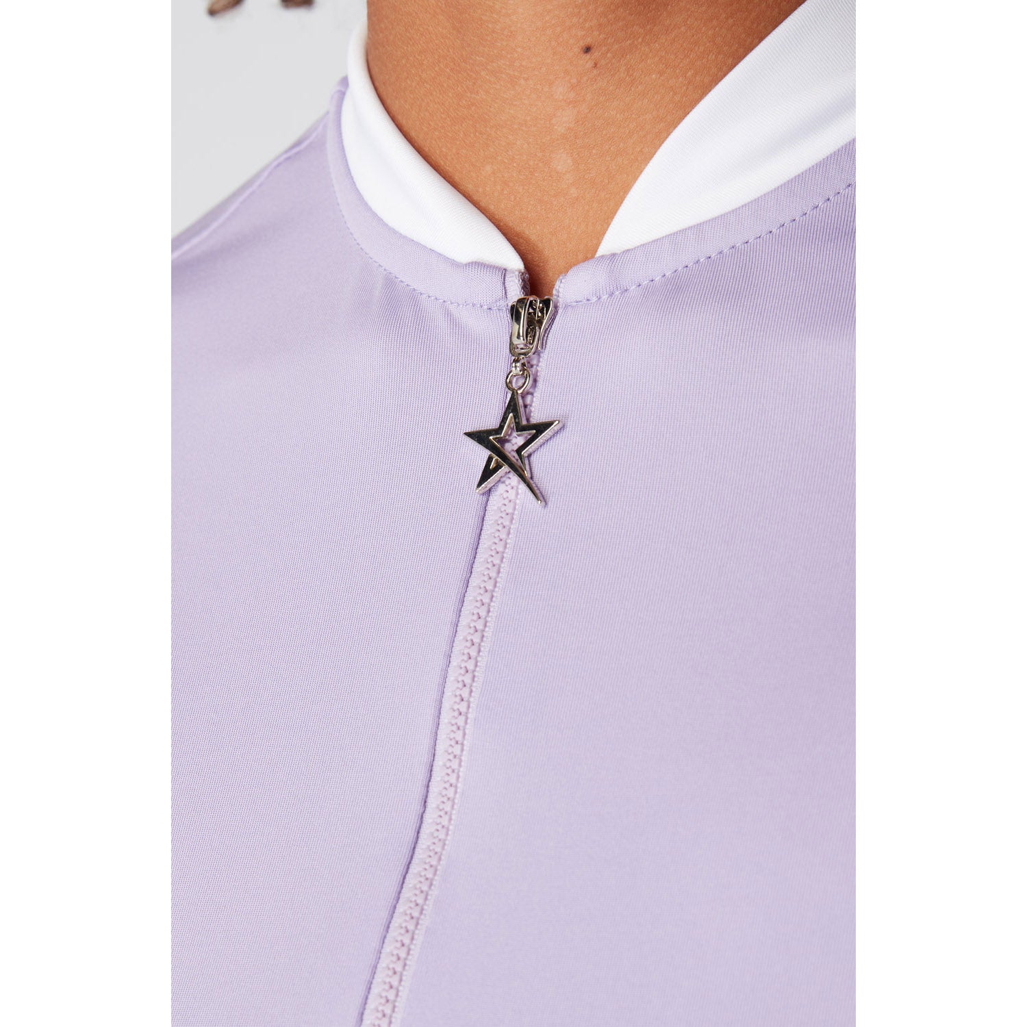 Swing Out Sister Ladies Cap Sleeve Polo with Ruched detail in Digital Lavender