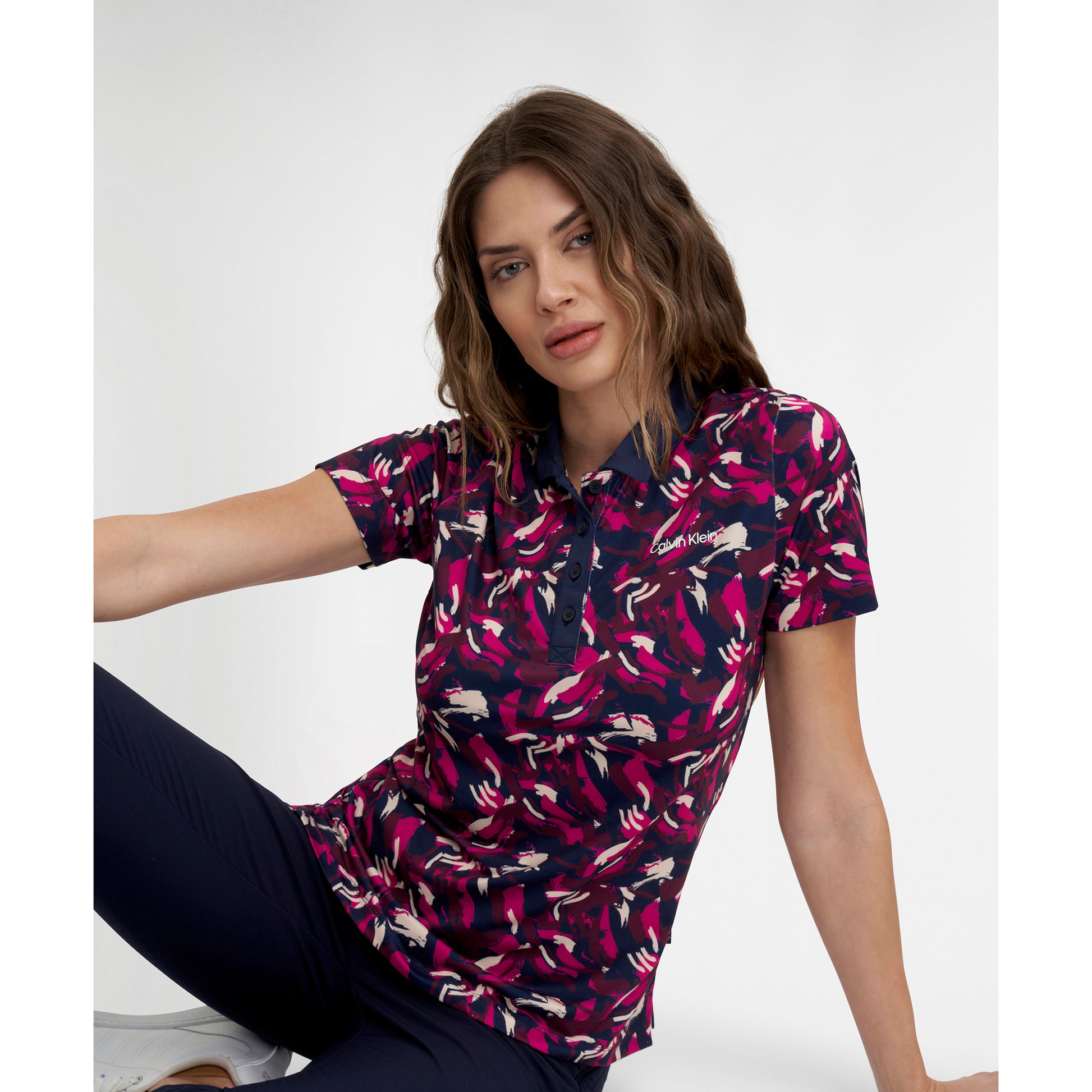 Calvin Klein Ladies Polo with Brushstroke Print
