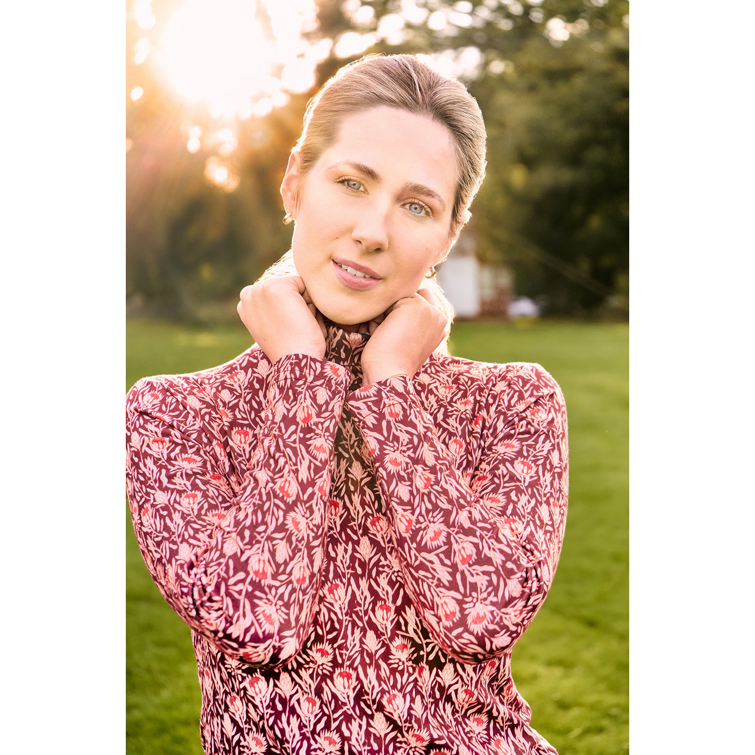 Pure Ladies Long Sleeve Mid-Layer Top in Autumnal Floral Print