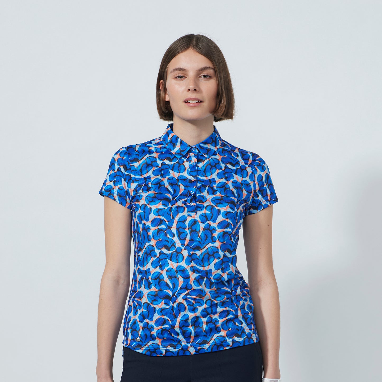 Daily Sports Ladies Cap Sleeve Quick Dry Polo in Retro Floral Print