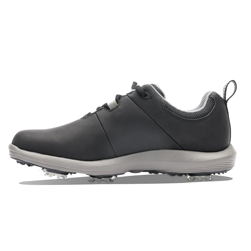 FootJoy Women's eComfort Waterproof Golf Shoes in Black & Charcoal with Softspikes