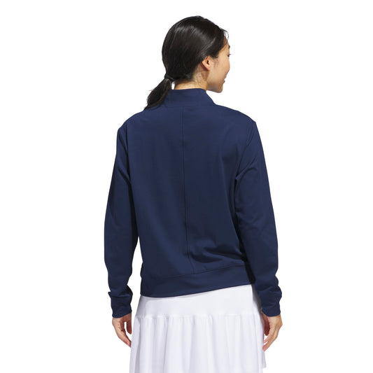 adidas Golf Women's Navy Layering Zip-Neck Top - Soft & Stretchy Comfort for Every Swing