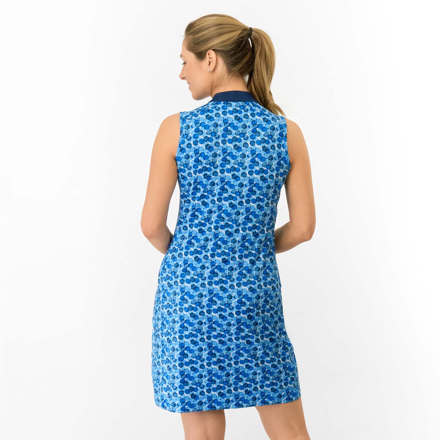 Pure Golf Sleeveless Dress in Abstract Geometric Print - Feel Fabulous, Play Fearlessly