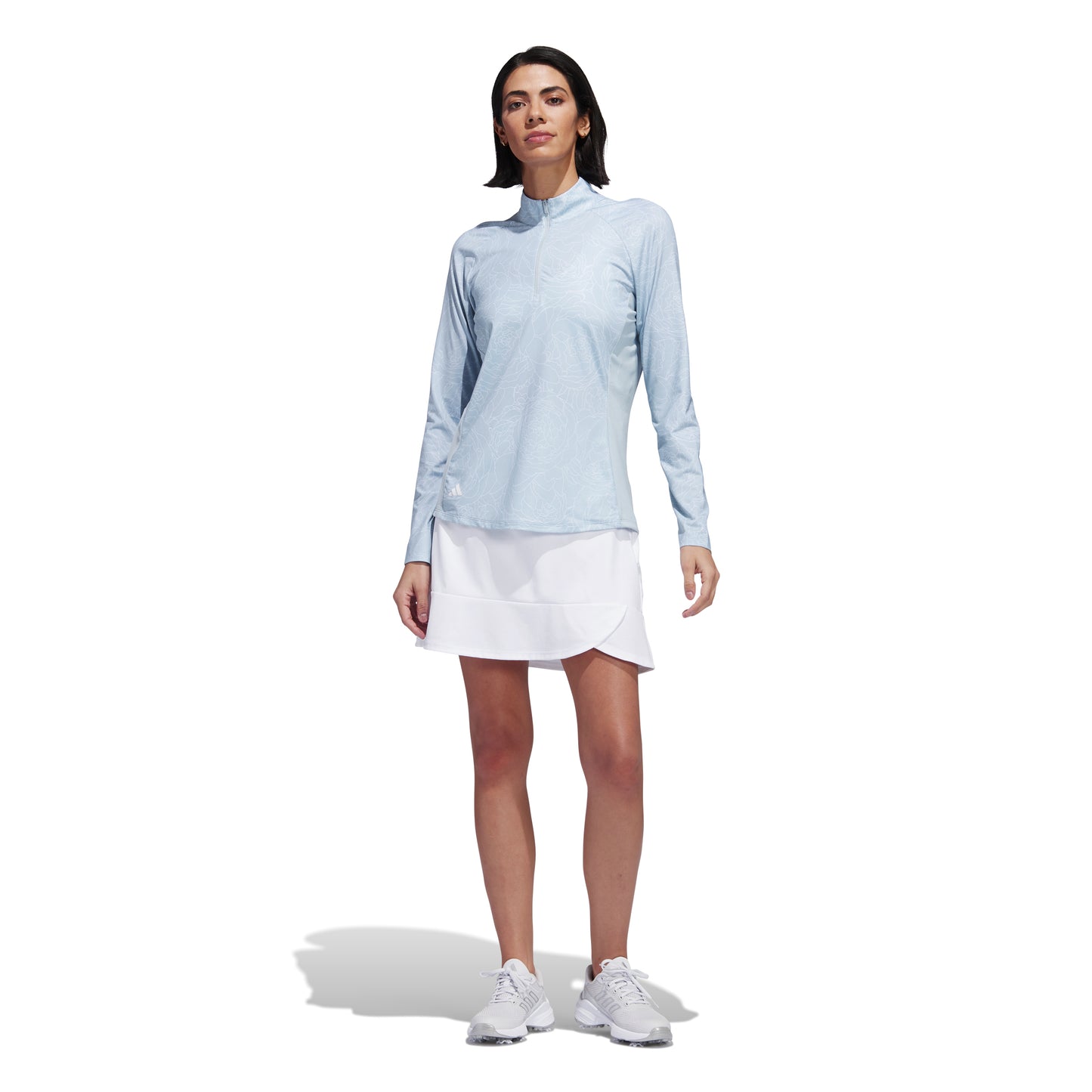 adidas Ladies Long Sleeve Printed Golf Polo in Wonder Blue - Medium Only Left