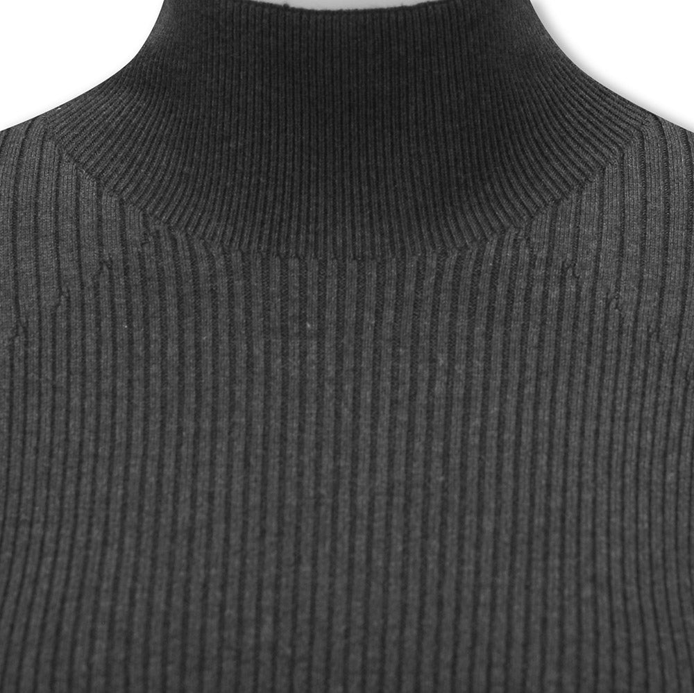 Callaway Golf Ladies High Mock Neck Ribbed Sweater in Charcoal Grey